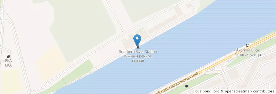 Mapa de ubicacion de Южный речной вокзал en Rusland, Centraal Federaal District, Moskou, Южный Административный Округ, Район Нагатинский Затон.