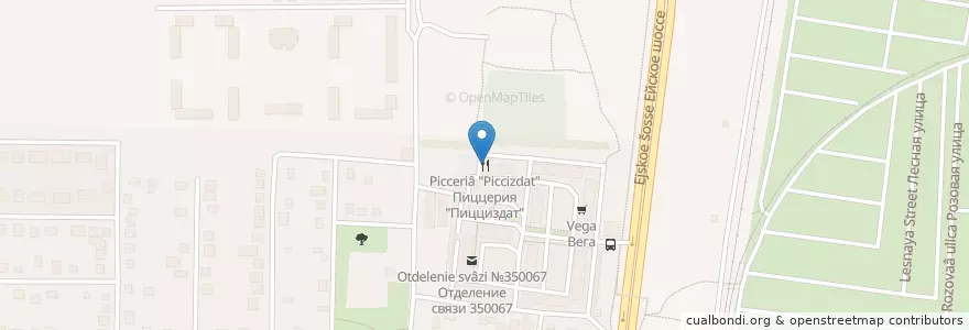 Mapa de ubicacion de Пиццерия "Пицциздат" en 俄罗斯/俄羅斯, 南部联邦管区, 克拉斯诺达尔边疆区, Городской Округ Краснодар.