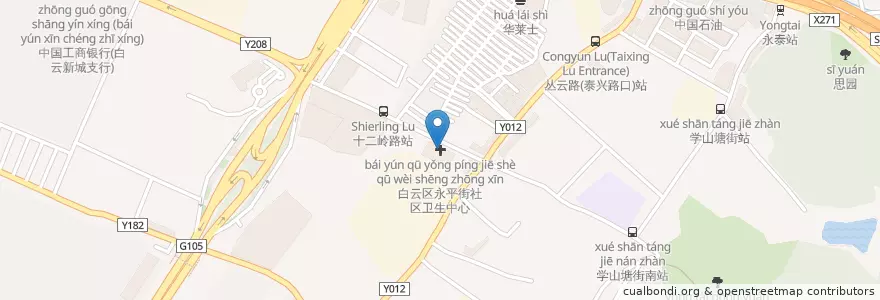 Mapa de ubicacion de 白云区永平街社区卫生中心 en 중국, 광둥성, 광저우시, 白云区.
