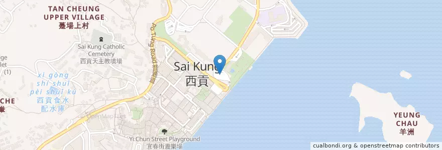 Mapa de ubicacion de 西貢 Sai Kung en 中国, 広東省, 香港, 新界, 西貢區 Sai Kung District.