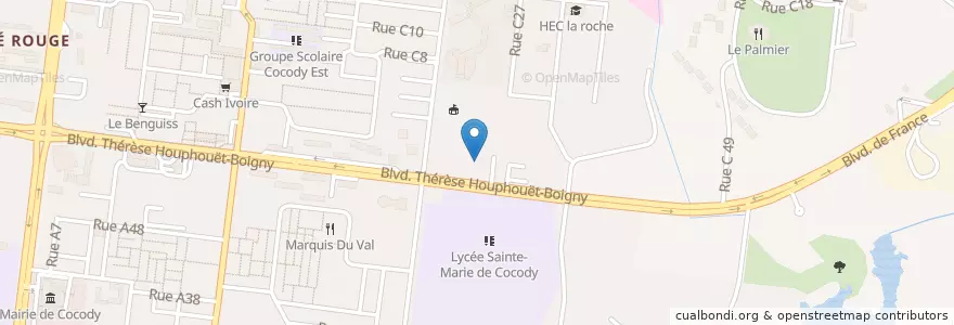 Mapa de ubicacion de Lycée Moderne de Cocody en Fildişi Sahili, Abican, Cocody.