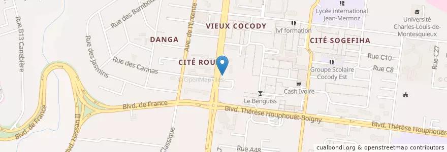 Mapa de ubicacion de Pharmacie Saint-Jean en Côte D’Ivoire, Abidjan, Cocody.