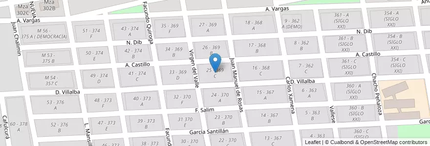 Mapa de ubicacion de 25 - 369 C en Argentine, Salta, Capital, Municipio De Salta, Salta.