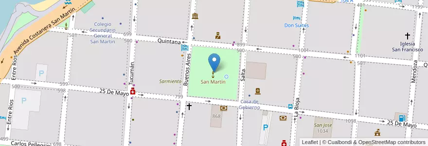 Mapa de ubicacion de 25 De Mayo en 아르헨티나, Corrientes, Departamento Capital, Corrientes.