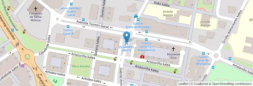 Mapa de ubicacion de 25-GABRIEL ARESTI en 西班牙, 巴斯克, 比斯开, Bilboaldea, 毕尔巴鄂.