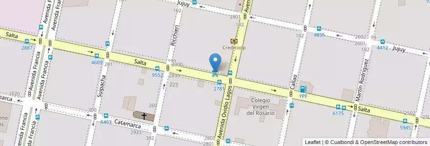 Mapa de ubicacion de 25 - Pichincha II en アルゼンチン, サンタフェ州, Departamento Rosario, Municipio De Rosario, ロサリオ.