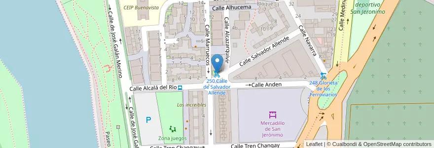 Mapa de ubicacion de 250 Calle de Salvador Allende en Spagna, Andalucía, Sevilla, Siviglia.