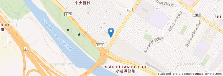 Mapa de ubicacion de 亞聯客運中央新村站 en تايوان, تايبيه الجديدة, 新店區.