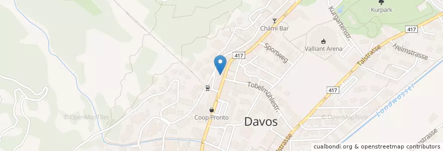Mapa de ubicacion de Pizza da Toni en Zwitserland, Graubünden, Prättigau/Davos, Davos.