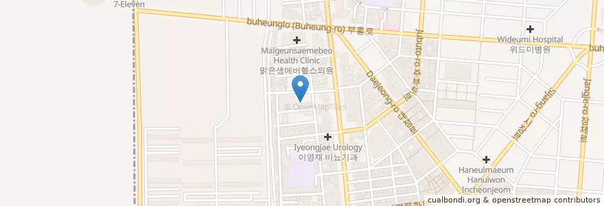 Mapa de ubicacion de 부평구 en Güney Kore, 인천, 부평구, 부평동.