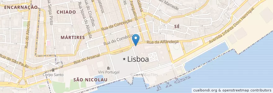 Mapa de ubicacion de Ginginha do Carmo en Португалия, Лиссабон, Grande Lisboa, Лиссабон, Santa Maria Maior.