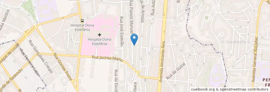 Mapa de ubicacion de Vasku's en ポルトガル, Área Metropolitana De Lisboa, Lisboa, Grande Lisboa, リスボン, Arroios.