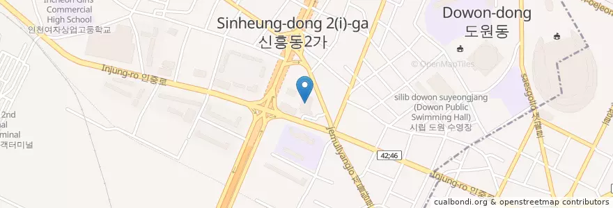 Mapa de ubicacion de 하나님의교회 (WMC) en Güney Kore, 인천, 중구, 신흥동.