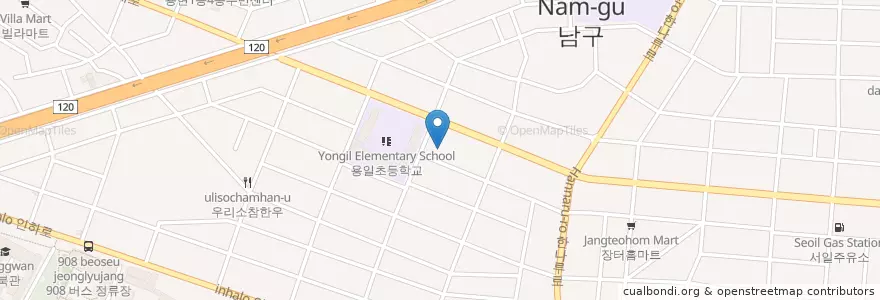Mapa de ubicacion de 미추홀구 en 대한민국, 인천, 미추홀구.