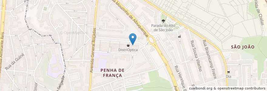 Mapa de ubicacion de Nadassa café en Portugal, Metropolregion Lissabon, Lissabon, Großraum Lissabon, Lissabon, Penha De França.