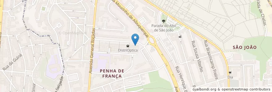 Mapa de ubicacion de Casinha dos Doces en ポルトガル, Área Metropolitana De Lisboa, Lisboa, Grande Lisboa, リスボン, Penha De França.