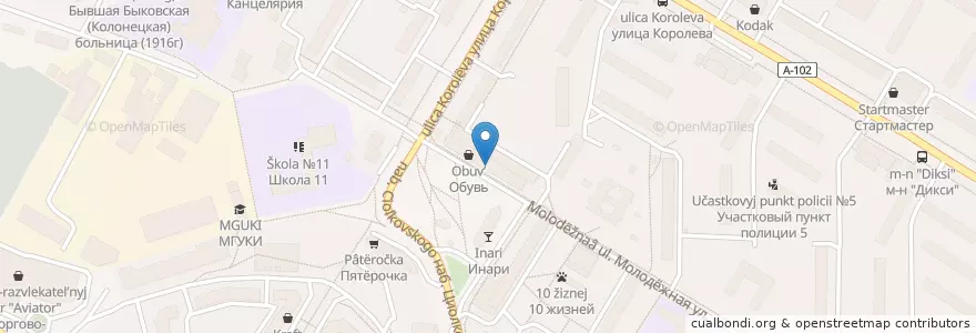 Mapa de ubicacion de Горздрав en Rusia, Distrito Federal Central, Óblast De Moscú, Раменский Городской Округ, Городской Округ Жуковский.