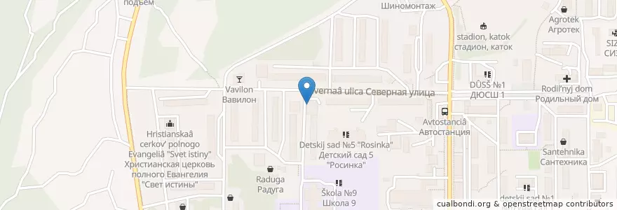 Mapa de ubicacion de Россельхозбанк en Rússia, Distrito Federal Oriental, Krai De Kamtchatka, Елизовский Район, Вилючинский Городской Округ.