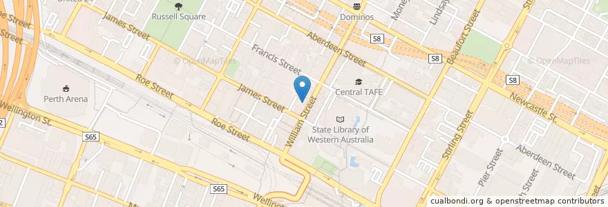 Mapa de ubicacion de Universal Bar en Australia, Western Australia, City Of Perth.