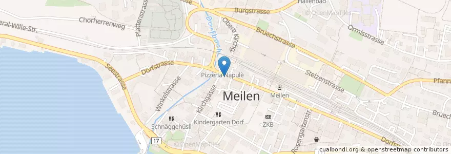Mapa de ubicacion de Rothaus en Suiza, Zúrich, Bezirk Meilen, Meilen.