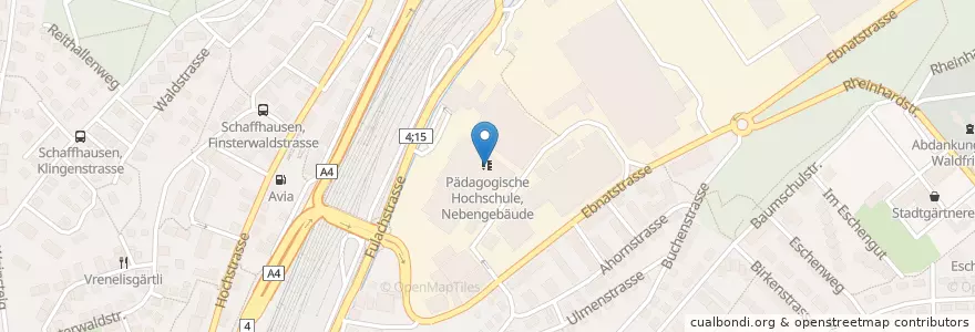 Mapa de ubicacion de Pädagogische Hochschule, Nebengebäude en سويسرا, Schaffhausen, Schaffhausen.