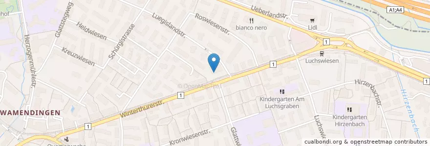 Mapa de ubicacion de Ladenkirche en Suíça, Zurique, Bezirk Zürich, Zürich.