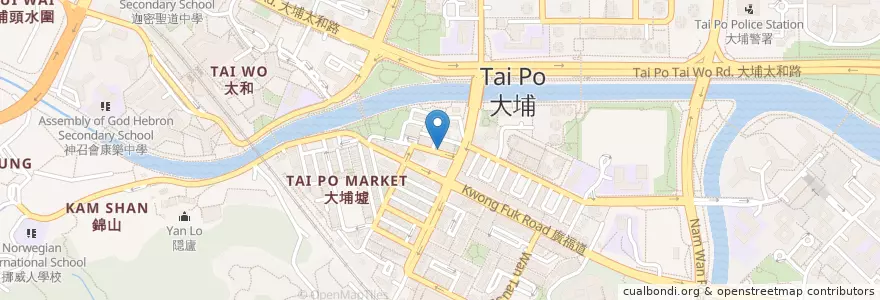 Mapa de ubicacion de 大埔（普益街） en 中国, 香港, 广东省, 新界, 大埔區.