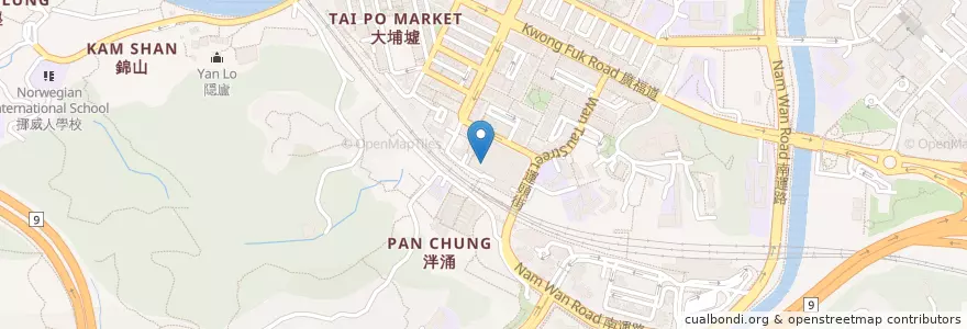 Mapa de ubicacion de 大埔公共圖書館 Tai Po Public Library en الصين, هونغ كونغ, غوانغدونغ, الأقاليم الجديدة, 大埔區 Tai Po District.
