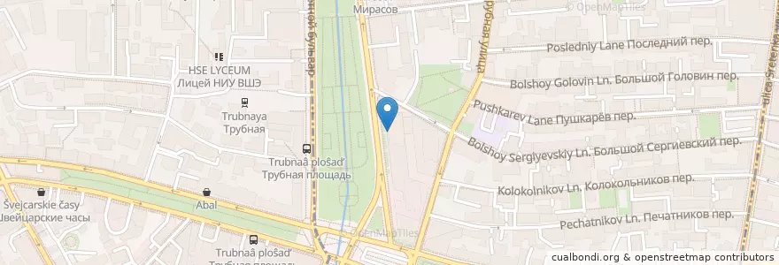 Mapa de ubicacion de Бутчер en Rusland, Centraal Federaal District, Moskou, Центральный Административный Округ, Мещанский Район.
