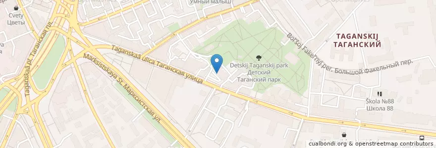 Mapa de ubicacion de Гарцующий дредноут en Rússia, Distrito Federal Central, Москва, Центральный Административный Округ, Таганский Район.