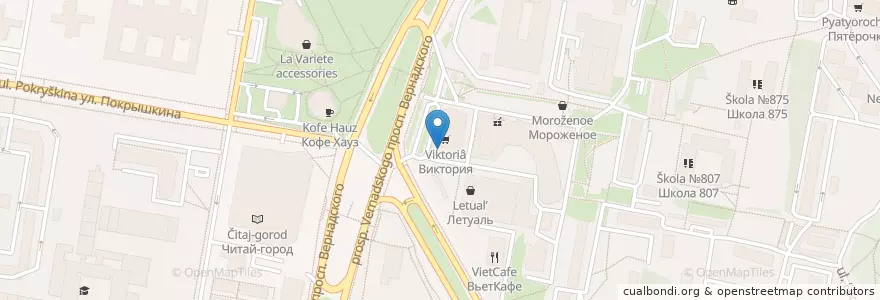 Mapa de ubicacion de Menza en Rusia, Distrito Federal Central, Москва, Западный Административный Округ, Район Тропарёво-Никулино.