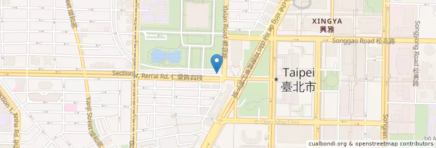 Mapa de ubicacion de Renai & Yixian Intersection en Taiwan, New Taipei, Taipei, Xinyi District.