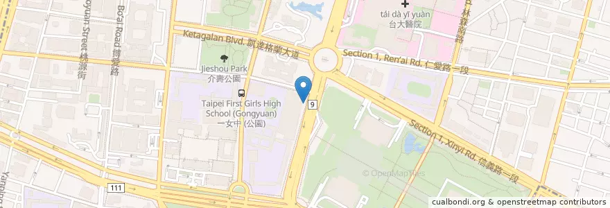 Mapa de ubicacion de 國家圖書館 en Taiwan, 新北市, Taipé, 中正區.