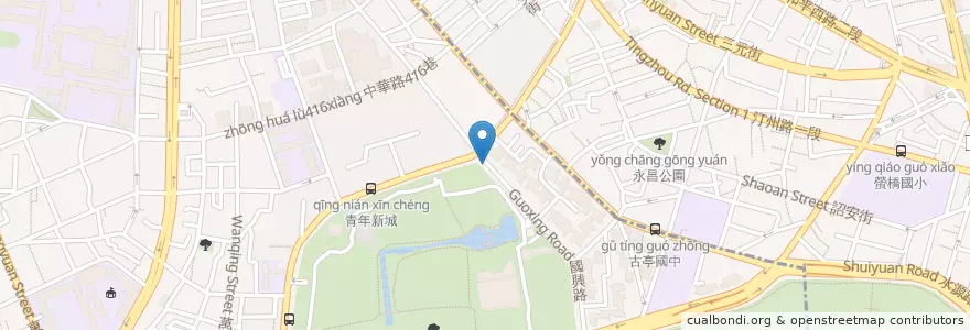 Mapa de ubicacion de 國興青年路口 en Taïwan, Nouveau Taipei, Taipei, 萬華區.