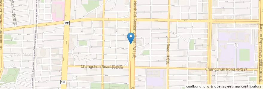 Mapa de ubicacion de 新生長春路口 en تايوان, تايبيه الجديدة, تايبيه, 中山區.