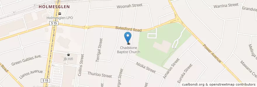 Mapa de ubicacion de Chadstone Baptist Church en استرالیا, Victoria, City Of Monash.