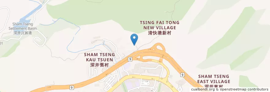Mapa de ubicacion de 深井舒安台公廁 Sham Tseng Shu On Terrace Public Toilet en China, Hong Kong, Guangdong, Wilayah Baru, 荃灣區 Tsuen Wan District.