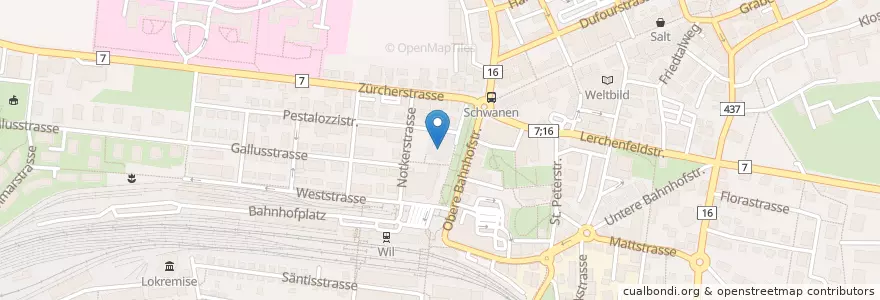Mapa de ubicacion de Primarschulhaus Allee en Suíça, Sankt Gallen, Wahlkreis Wil, Wil (Sg).