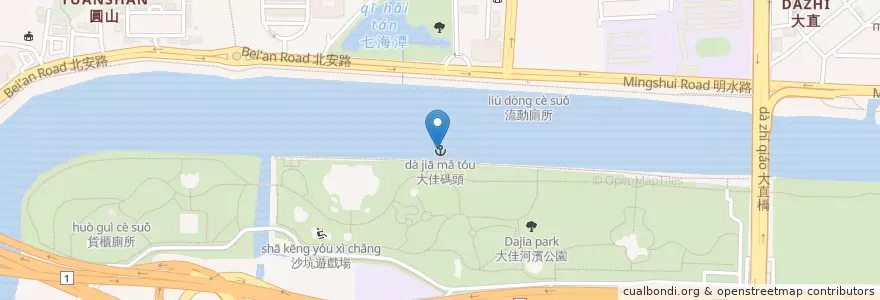 Mapa de ubicacion de 大佳碼頭 en 臺灣, 新北市, 臺北市, 中山區.