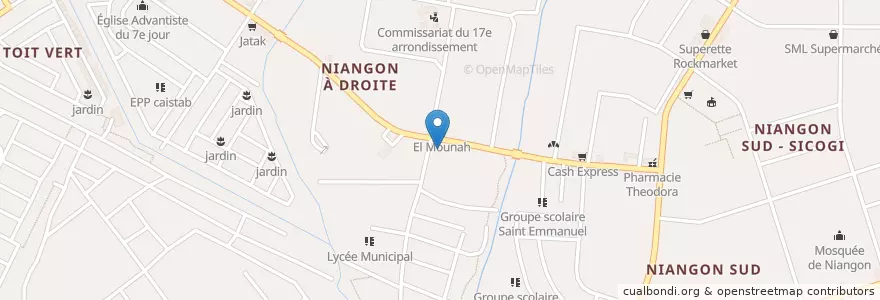 Mapa de ubicacion de Pharmacie des espérances en 科特迪瓦, 阿比让, Yopougon.