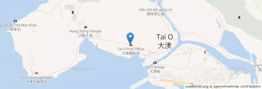 Mapa de ubicacion de 大澳郵政局 Tai O Post Office en China, Hong Kong, Provincia De Cantón, Nuevos Territorios, 離島區 Islands District.