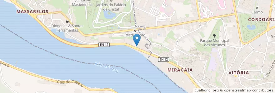 Mapa de ubicacion de Papavinhos en Portugal, Norte, Área Metropolitana Do Porto, Porto, Porto, Lordelo Do Ouro E Massarelos.
