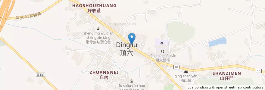 Mapa de ubicacion de 旺師平價海鮮食府 en Taiwan, Taiwan Province, Chiayi County, Zhongpu Township.