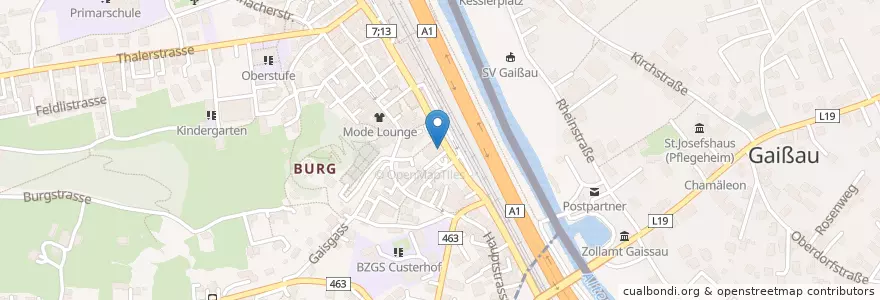 Mapa de ubicacion de SGKB en Schweiz, Sankt Gallen, Wahlkreis Rheintal, Rheineck.