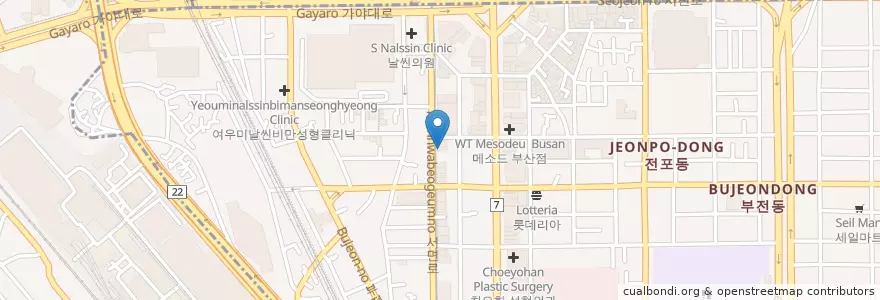 Mapa de ubicacion de BAR FOXY en 韩国/南韓, 釜山, 釜山鎮區, 부전동.