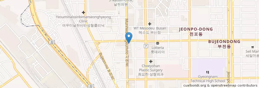 Mapa de ubicacion de Angel-in-us Coffee en Korea Selatan, 부산, 부산진구, 부전동.