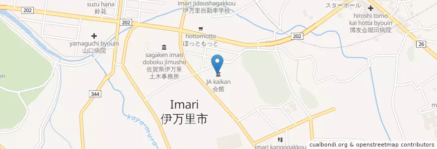 Mapa de ubicacion de JA会館 en 日本, 佐賀県, 伊万里市.