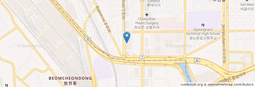 Mapa de ubicacion de BEANSBINS CAFFE en Korea Selatan, 부산, 부산진구.
