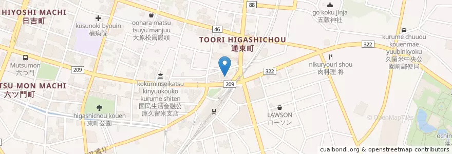 Mapa de ubicacion de 佐賀銀行 en Japan, Präfektur Fukuoka, 久留米市.