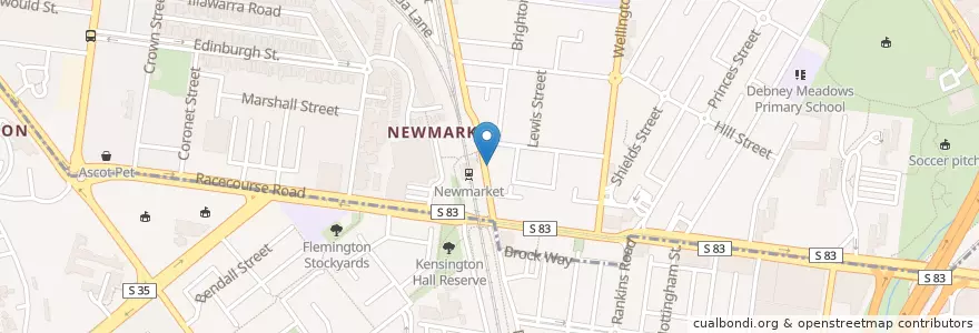Mapa de ubicacion de Naughts + Crosses en Australia, Victoria, City Of Moonee Valley, City Of Melbourne.